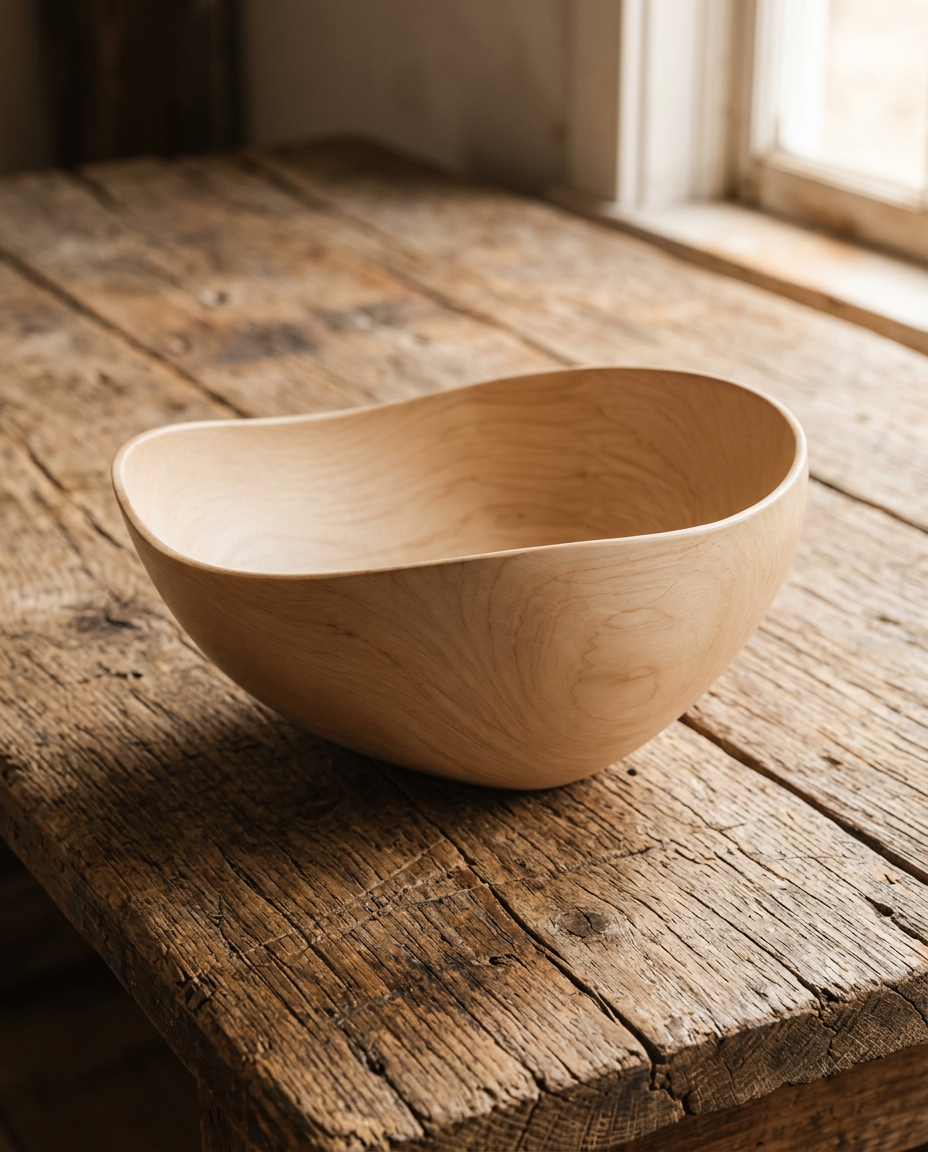 Large pale maple serving bowl