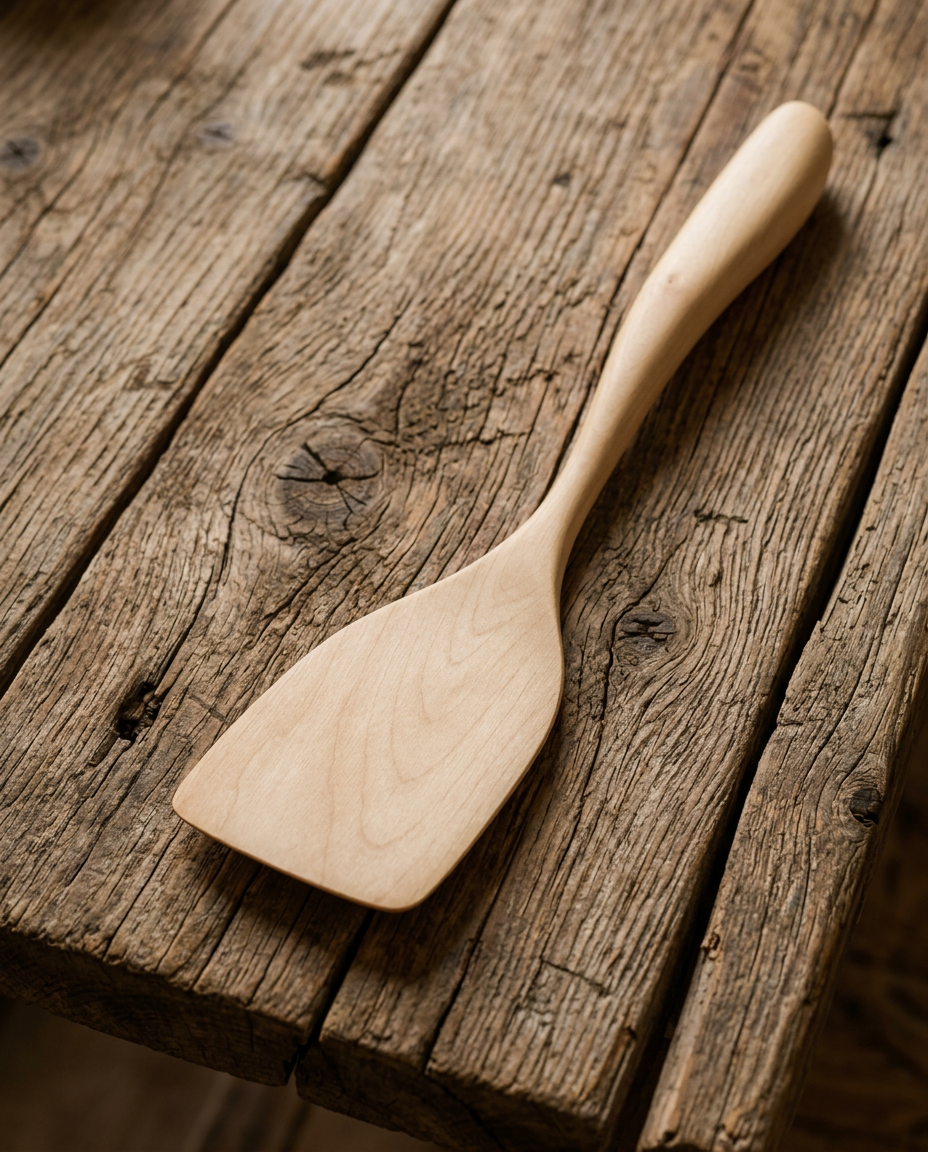 Wide maple flipping spatula